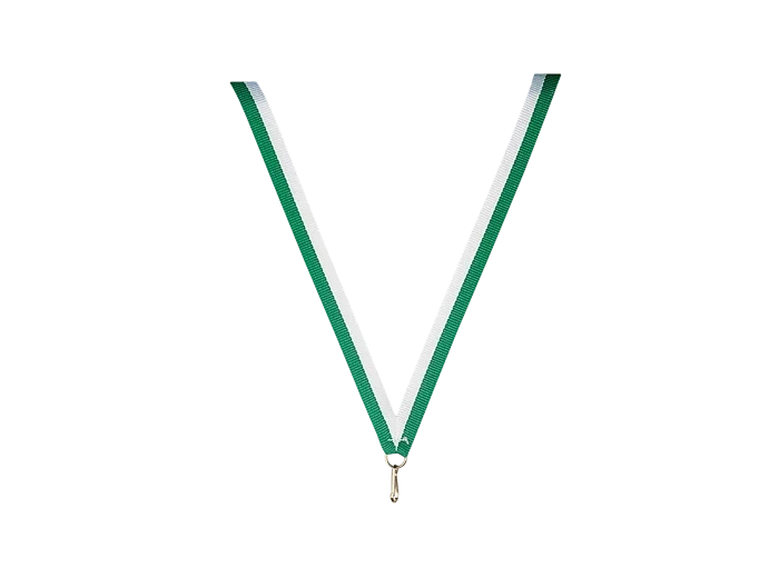 Ruban medaille vert/blanc fin 80x1cm