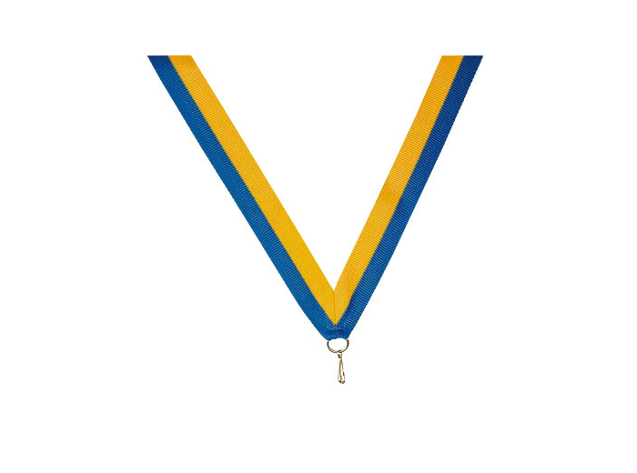 Ruban bleu/jaune large 80x2.2cm