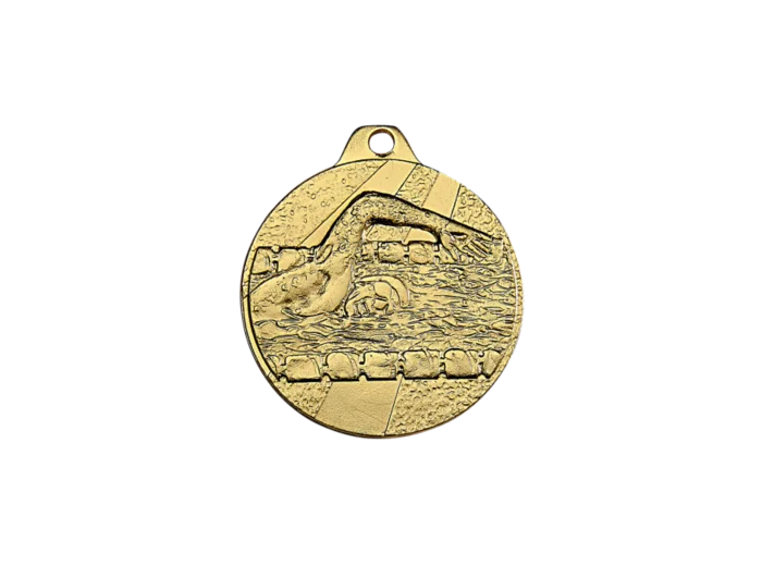 Medaille frappee fer or natation d 32 mm