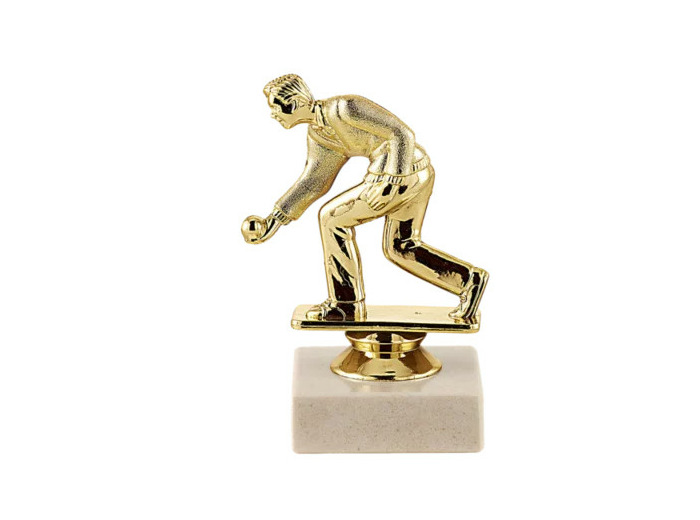 Trophee sujet plas or boule h 14 cm