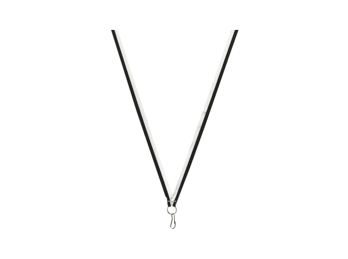 Ruban medaille noir/blanc fin 80x1cm