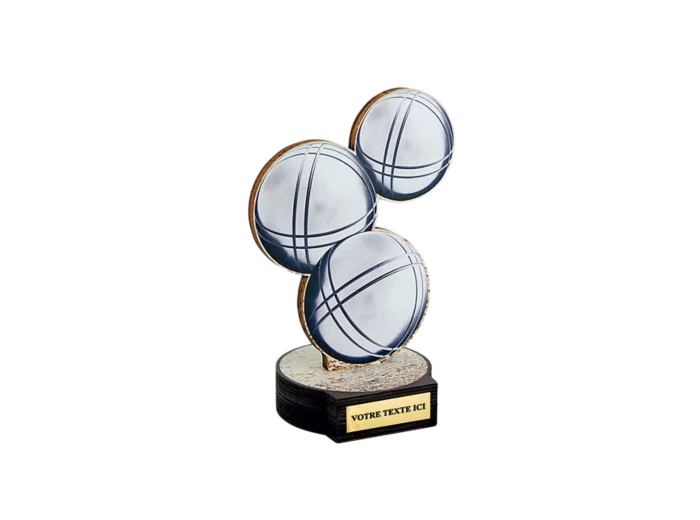 Trophee bois petanque h 20 cm