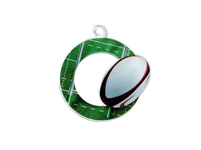 Medaille plexi diam50 rugby