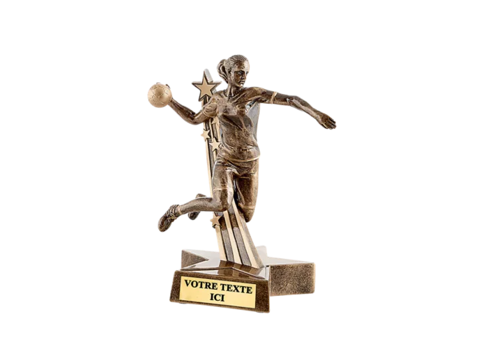 Trophee resine handball femme h. 21 cm
