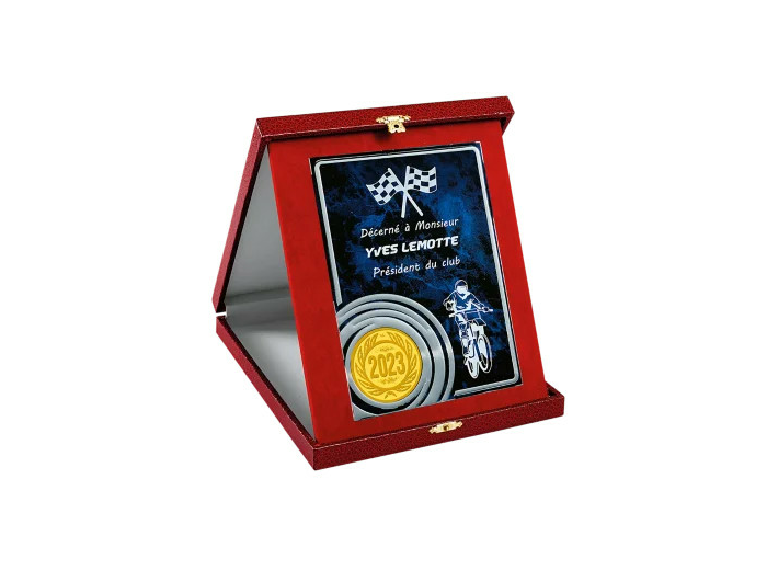 Ecrin rouge avec plaque alu 19x23cm