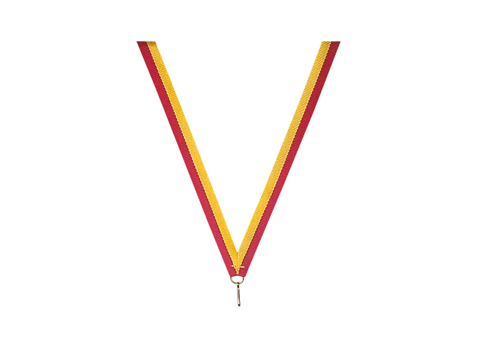Ruban medaille rouge/jaune fin 80x1cm