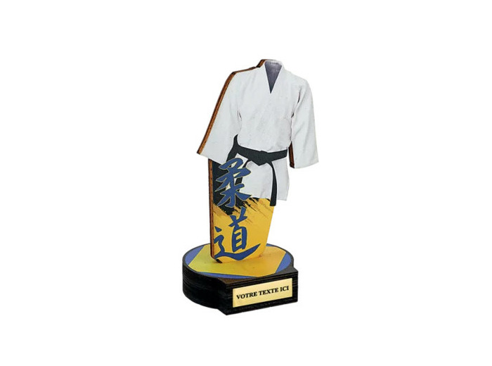 Trophee bois judo h 20 cm