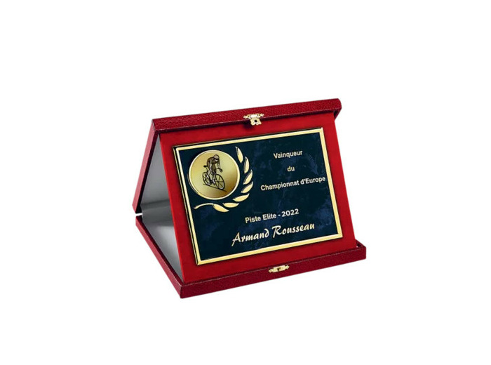 Ecrin rouge avec plaque alu 23x19cm