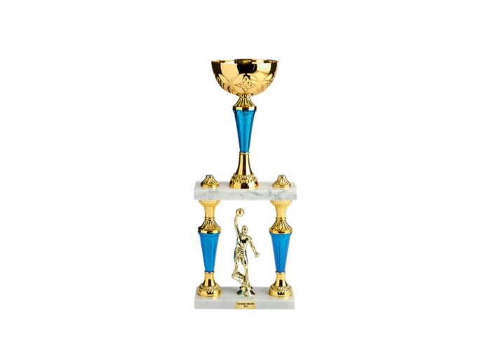 Trophee colonne or/bleu(e) hauteur