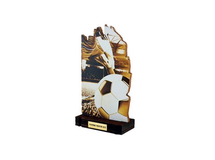 Trophee bois football h 22 cm