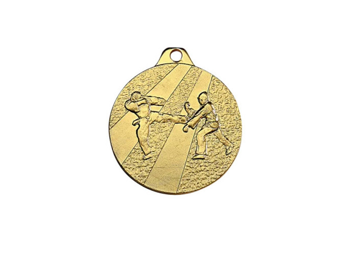 Medaille frappee fer or karate d 32 mm