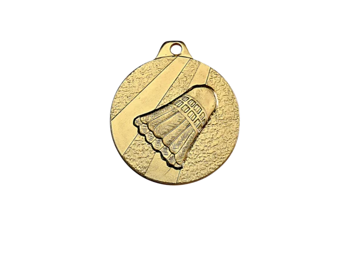 Medaille frappee fer or badminton d 32mm