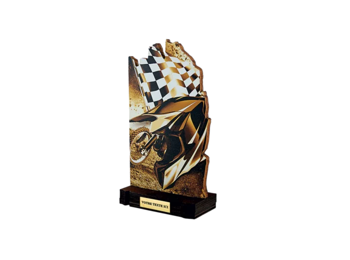 Trophee bois sports meca h 22 cm
