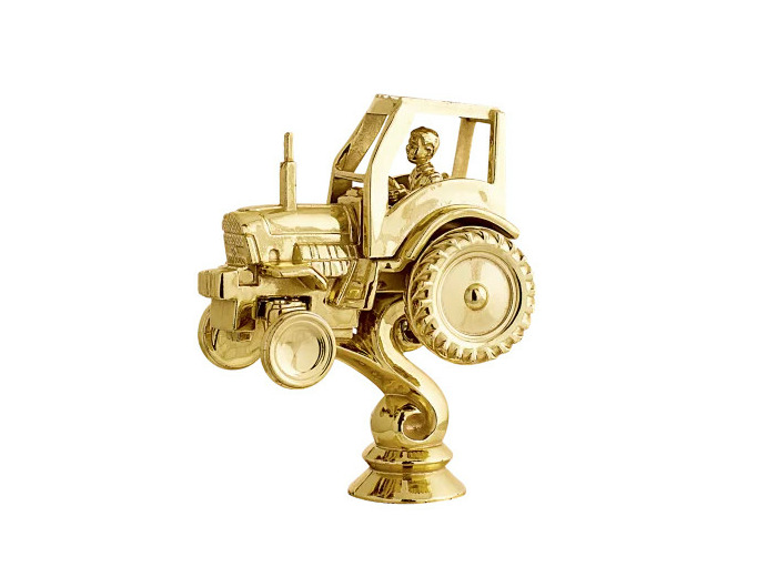 Sujet plastique or tracteur h.12cm