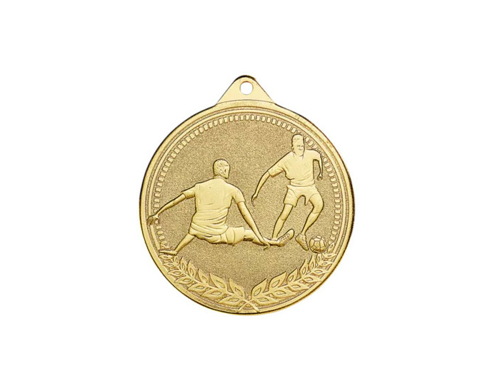 Medaille frappee fer foot 70mm or