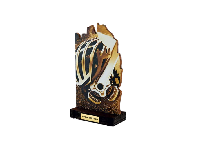Trophee bois cyclisme h 22 cm