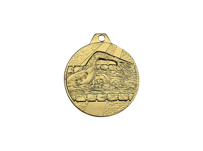 Medaille frappee fer or natation d 32 mm