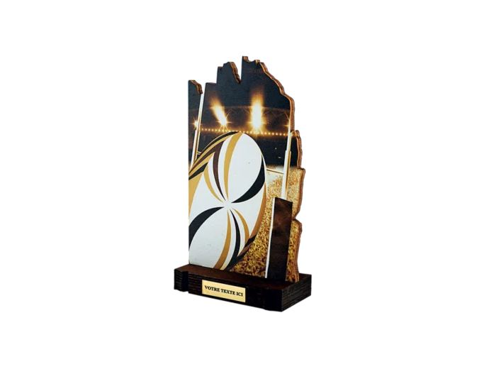 Trophee bois rugby h 22 cm