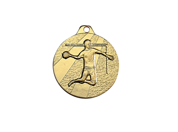 Medaille frappee fer or handball d 32 mm