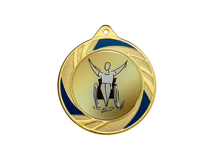 Medaille fer diam70mm or/bleu
