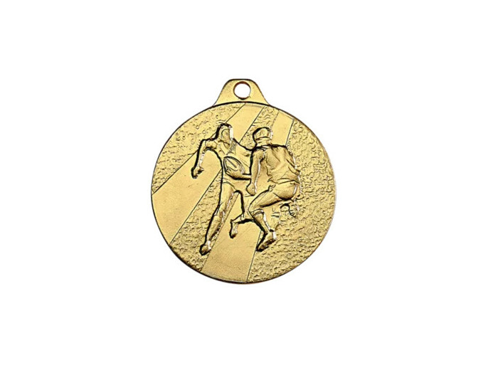 Medaille frappee fer or rugby d 32 mm