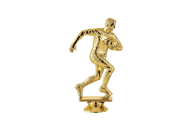 Sujet plastique or rugby h. 14cm