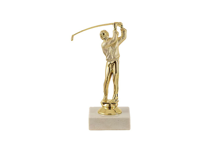 Trophee sujet plas or golf h 15 cm