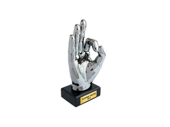 Trophee ceramique argent hauteur 19