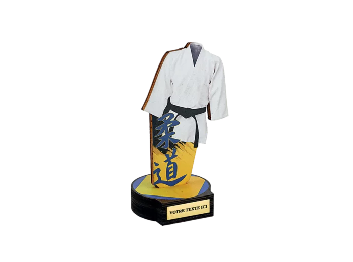Trophee bois judo h 20 cm