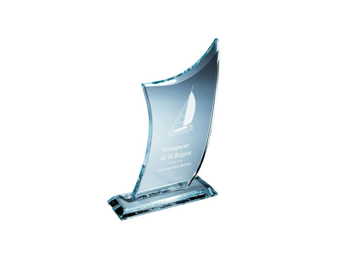 Trophee verre epais 10 mm h 21 cm