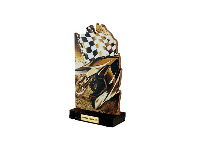 Trophee bois sports meca h 22 cm