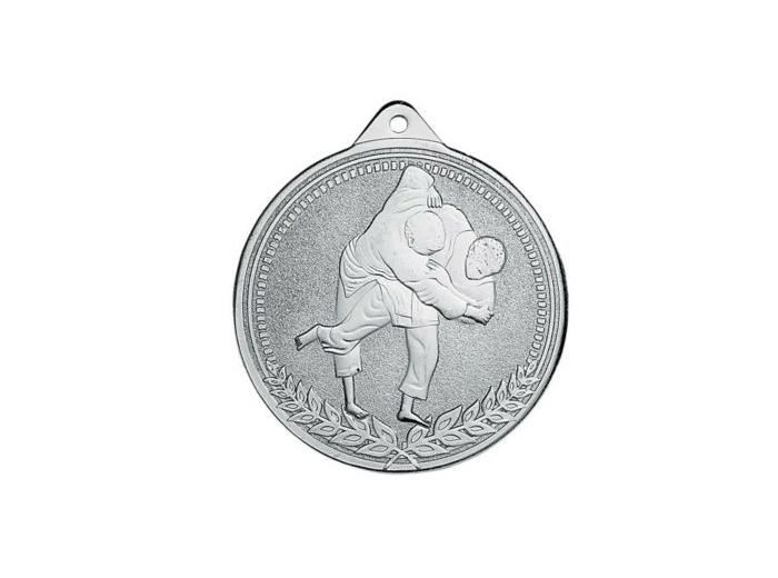 Medaille frappee fer judo 70mm argt