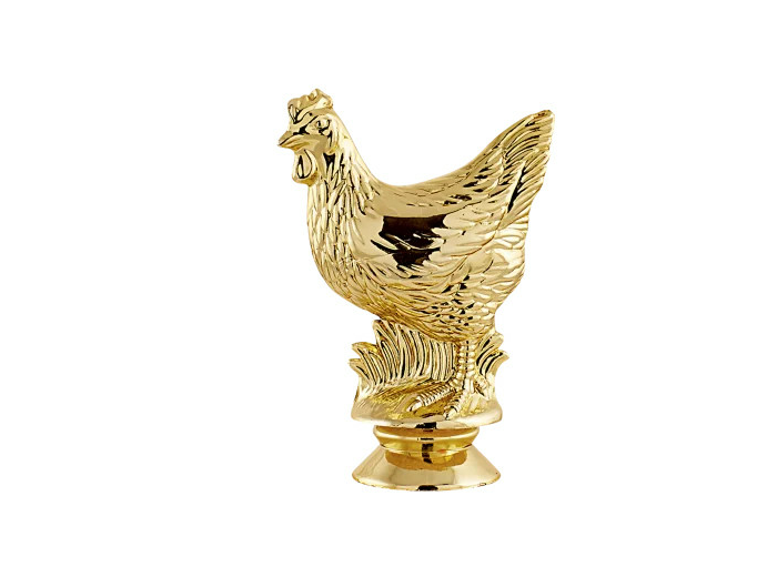 Sujet plastique or poule h.9cm