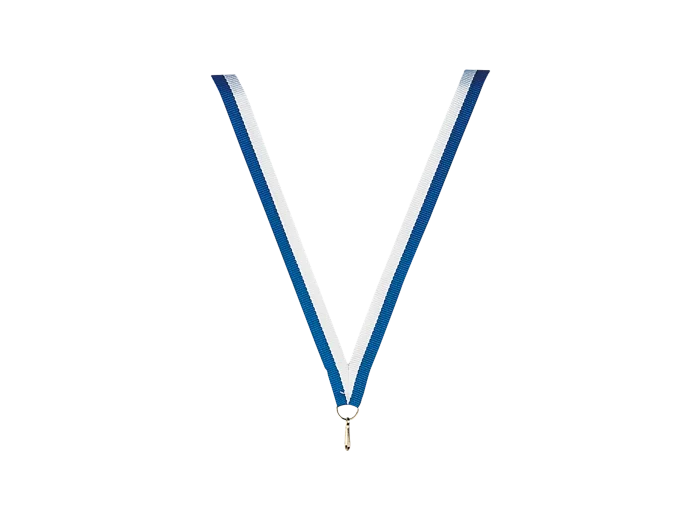 Ruban medaille bleu/blanc fin 80x1cm
