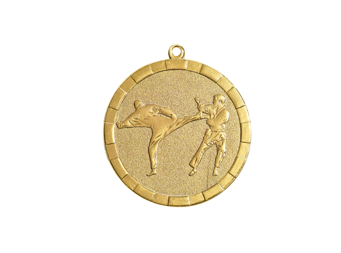 Medaille frappee fer karate 50mm or