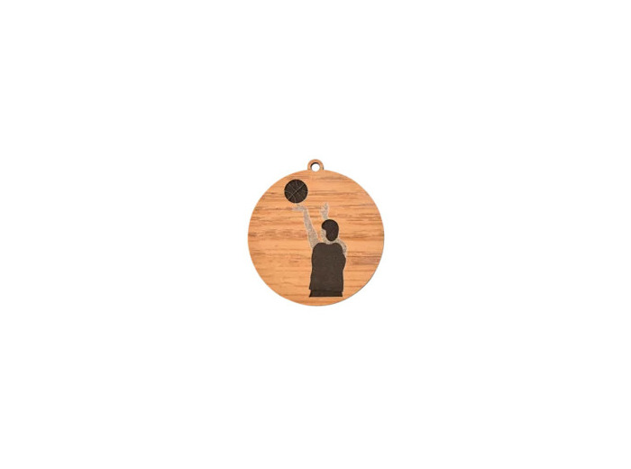 Medaille en bois basketball diametr