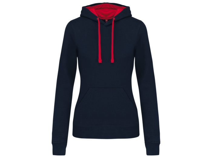 Sweatshirt capuche contrastée femme