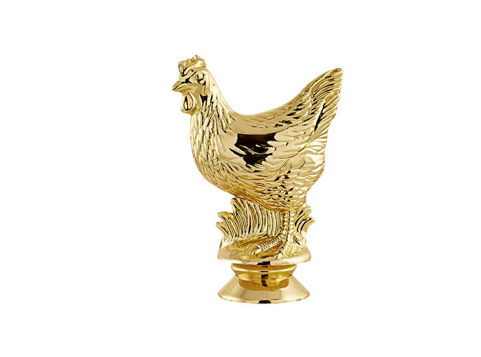 Sujet plastique or poule h.9cm