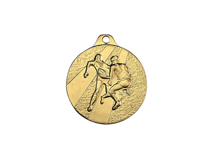 Medaille frappee fer or rugby d 32 mm