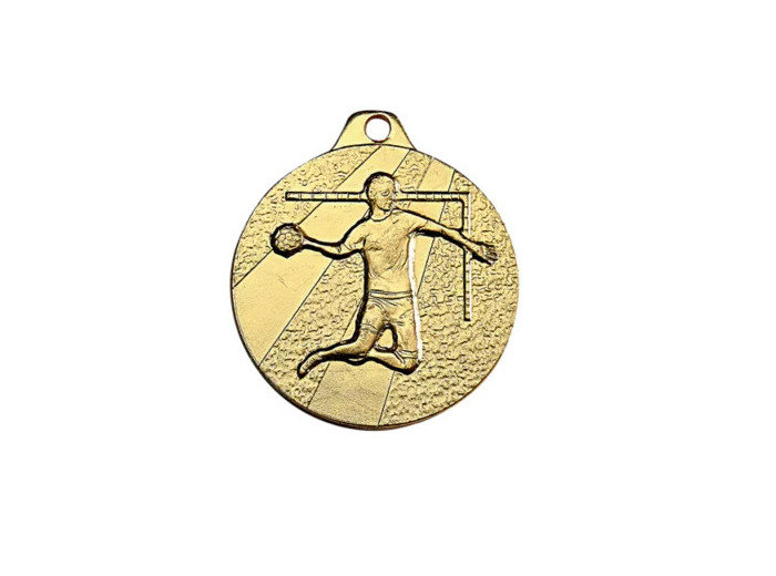 Medaille frappee fer or handball d 32 mm