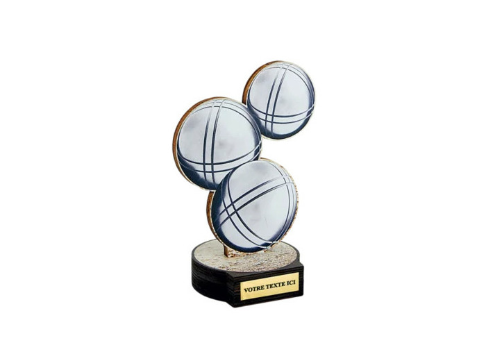 Trophee bois petanque h 20 cm