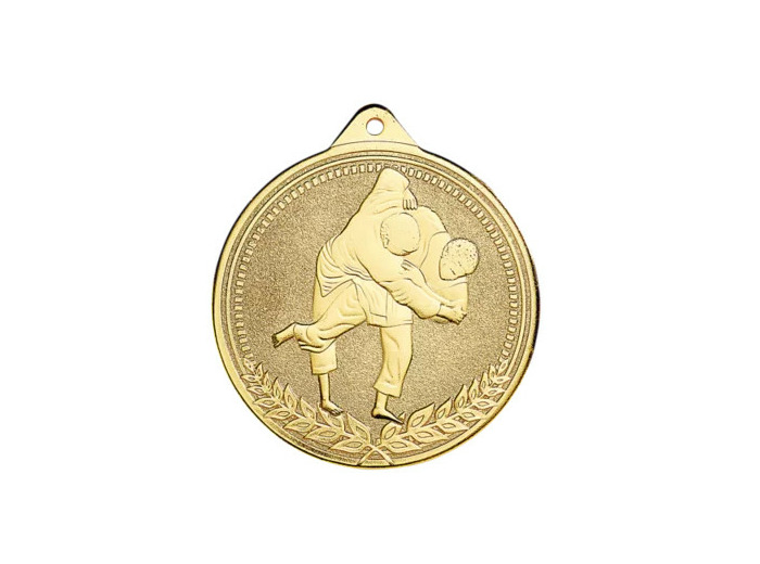 Medaille frappee fer judo 70mm or