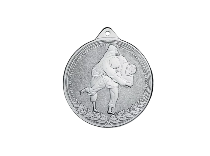 Medaille frappee fer judo 70mm argt