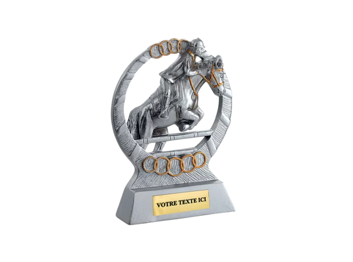 Trophee resine eco saut d'obstacle h. 14 cm