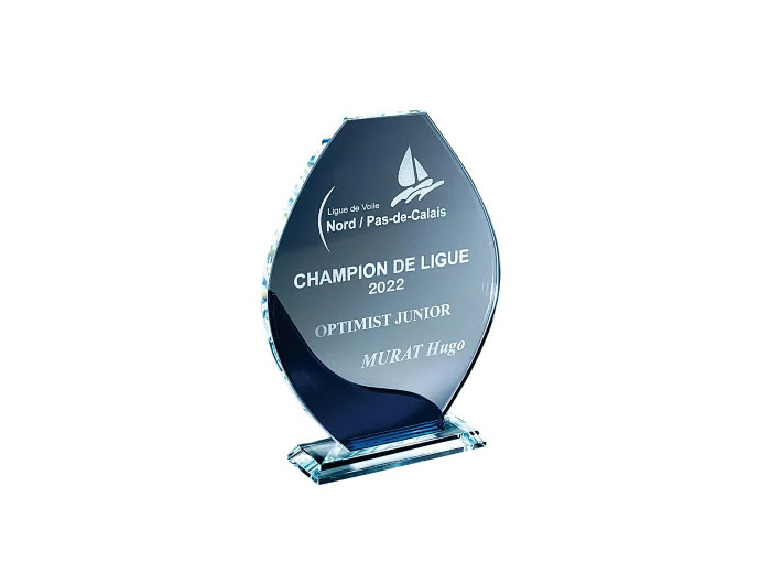 Trophee verre epaiss 10+10mm h.23cm