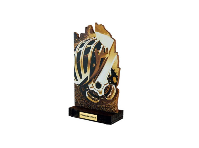 Trophee bois cyclisme h 22 cm