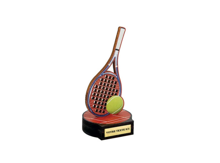 Trophee bois tennis h 20 cm