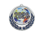 Medaille zamak diam70mm argent/bleu