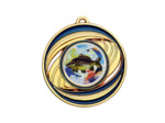 Medaille zamak diam50mm or/bleu