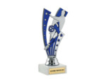 Trophee plastiq foot argt/bleu 16cm